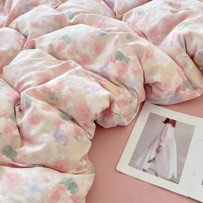 91家纺网 家纺一手货源 找家纺 于果 2025新款全棉双层纱四件套第四批 潮汐月影