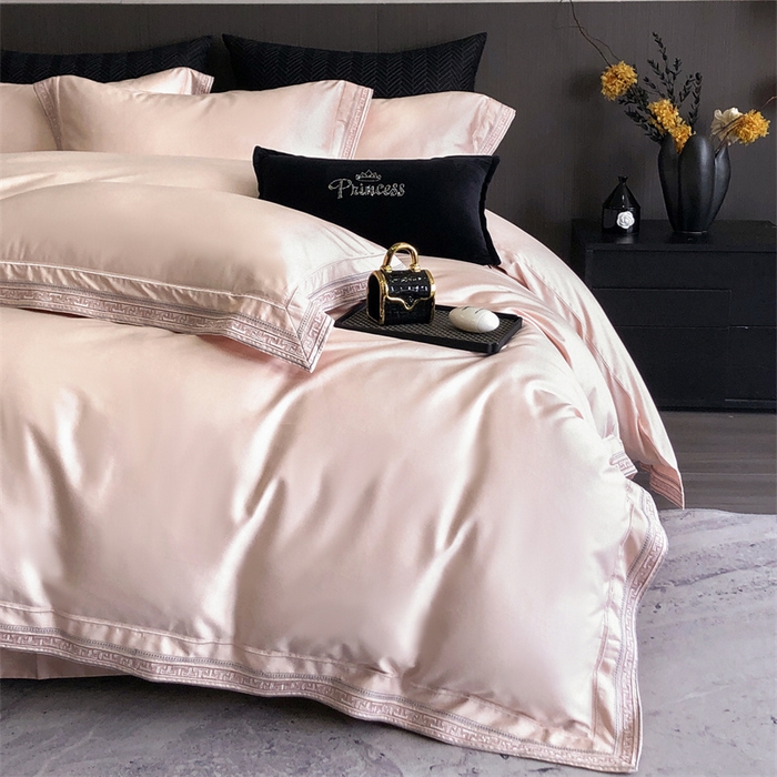 91家纺网 家纺一手货源 找家纺 2025新款全棉长绒棉刺绣四件套-迷宫 迷宫-粉