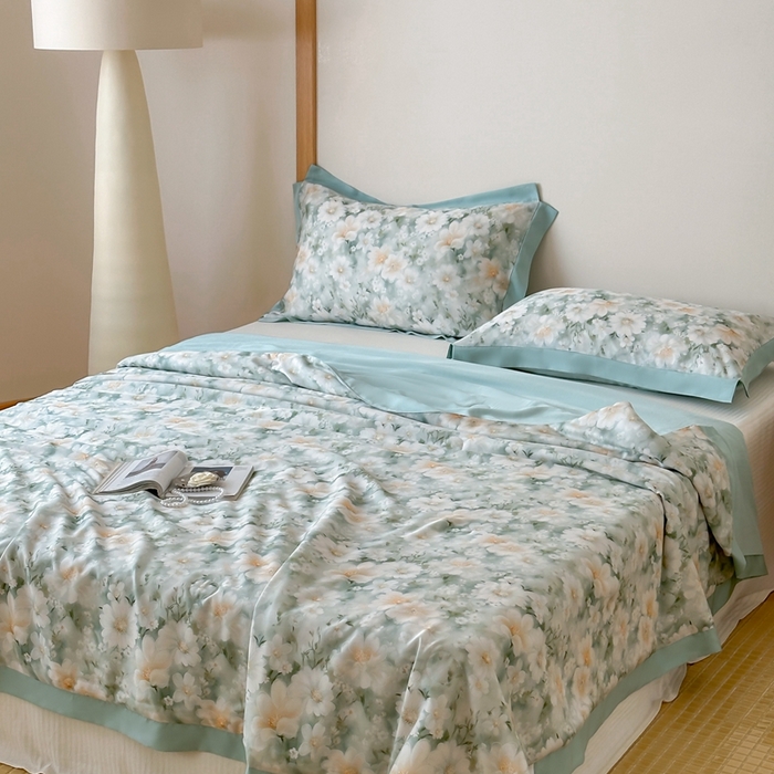 91家纺网 家纺一手货源 找家纺 顾里2025新款天丝莱赛尔夏被 薄荷微光