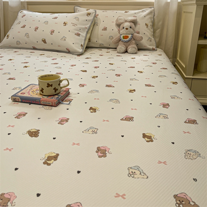 91家纺网 家纺一手货源 找家纺 星座家纺 2025新款斜纹提花凉感丝凉席床单款三件套 游园会