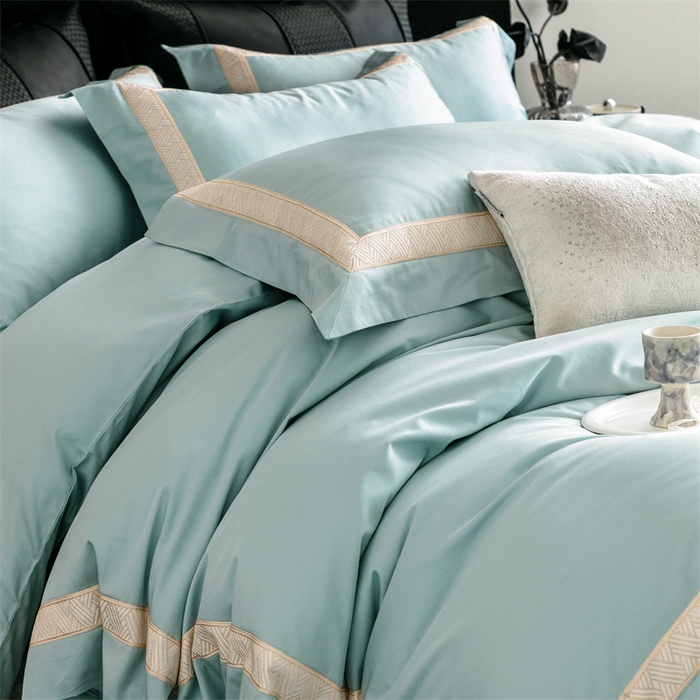 91家纺网 家纺一手货源 找家纺 2025新款全棉长绒棉刺绣四件套-时光 时光-绿