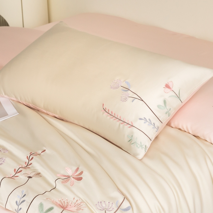 91家纺网 家纺一手货源 找家纺 618家纺 2025新款60S100支进口兰精天丝四件套-初夏 天丝初夏粉玉