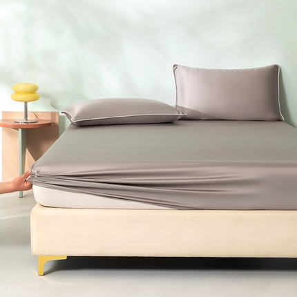 91家纺网 家纺一手货源 找家纺 百寐  2025新款素色纯色100s兰精天丝床单床笠 床笠-碳灰