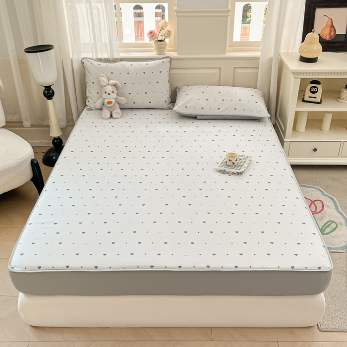 91家纺网 家纺一手货源 找家纺 星座家纺 2025新款斜纹提花凉感丝凉席床笠款三件套 床笠-小幸运