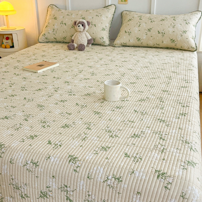 91家纺网 家纺一手货源 找家纺 梵朴 2025新款跑量款纯棉印花床盖三件套 茶艺师