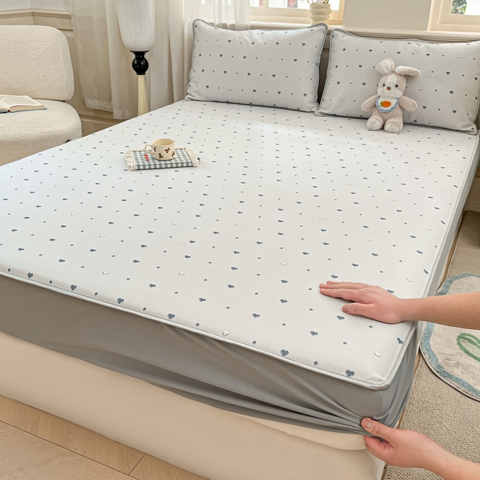 91家纺网 家纺一手货源 找家纺 星座家纺 2025新款斜纹提花凉感丝凉席床笠款三件套 床笠-小幸运