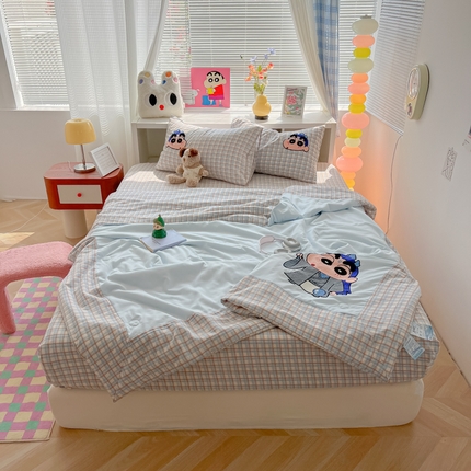 91家纺网 家纺一手货源 找家纺 （总）子钦家访 2025新款云朵棉水洗棉哪吒小新夏被夏被四件套宿舍儿童