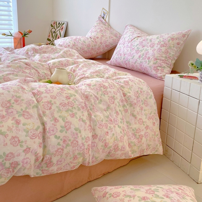 91家纺网 家纺一手货源 找家纺 于果 2025新款全棉双层纱四件套第四批 欧若拉