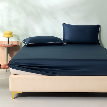 百寐  2025新款素色纯色100s兰精天丝床单床笠 床笠-宝石蓝