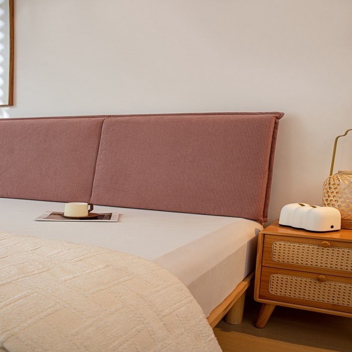 91家纺网 家纺一手货源 找家纺 沐沐家纺 2026新款灯芯绒床头平板大靠背 胭脂粉