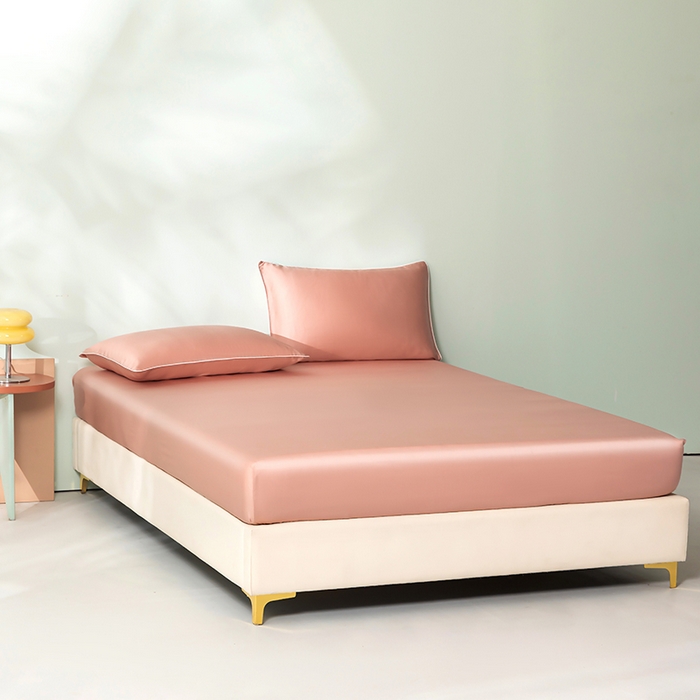 91家纺网 家纺一手货源 找家纺 百寐  2025新款素色纯色100s兰精天丝床单床笠 床笠-樱花粉
