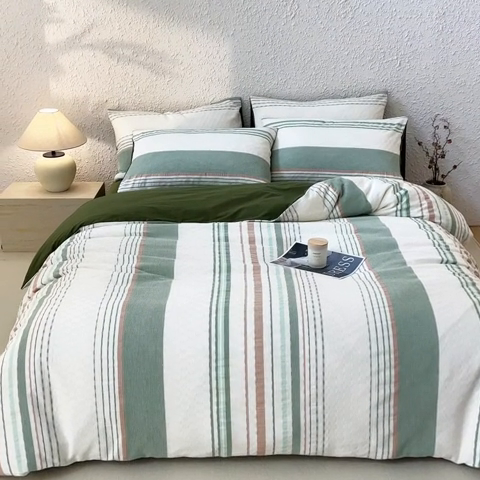 91家纺网 家纺一手货源 找家纺 （总）简宜家居（朝初家纺） 2025新款华夫纯棉格色织提花四件套