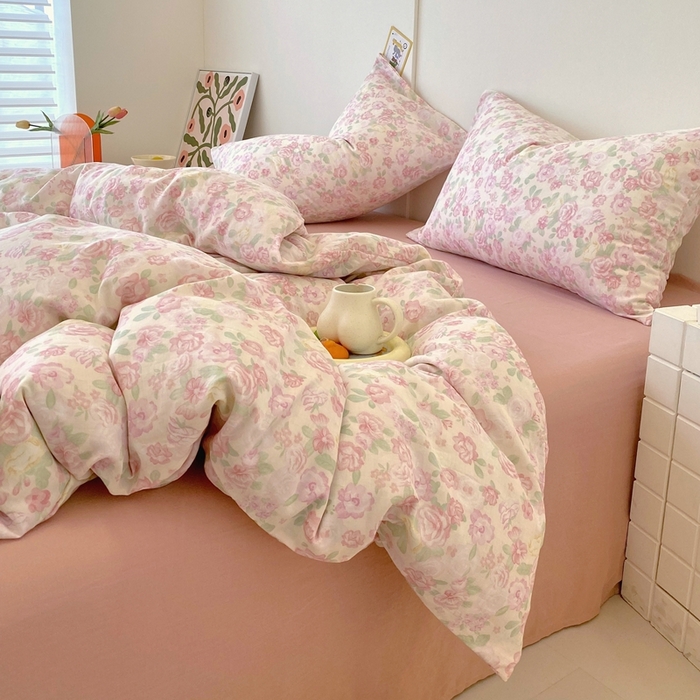 91家纺网 家纺一手货源 找家纺 于果 2025新款全棉双层纱四件套第四批 欧若拉