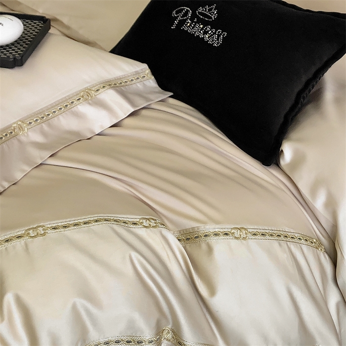 91家纺网 家纺一手货源 找家纺 2025新款全棉长绒棉刺绣四件套-慕研 慕研-香槟