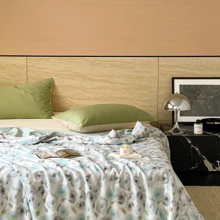 91家纺网 家纺一手货源 找家纺 顾里2025新款天丝莱赛尔夏被 花岛入梦蓝