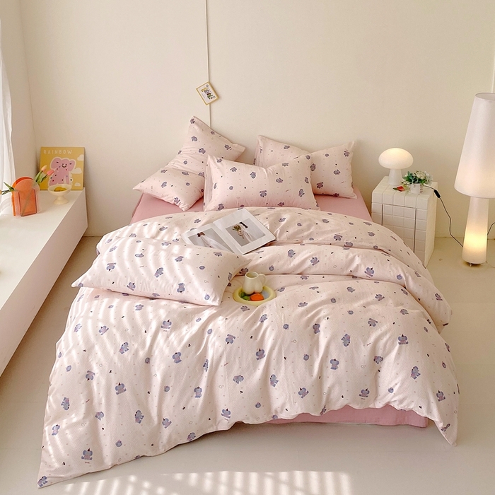 91家纺网 家纺一手货源 找家纺 于果 2025新款全棉双层纱四件套第四批 嘟嘟象