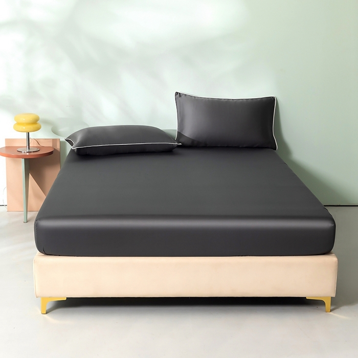 91家纺网 家纺一手货源 找家纺 百寐  2025新款素色纯色100s兰精天丝床单床笠 床笠-夜巴黎