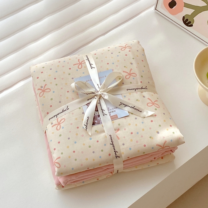 91家纺网 家纺一手货源 找家纺 于果 2025新款全棉双层纱四件套第四批 奶油派