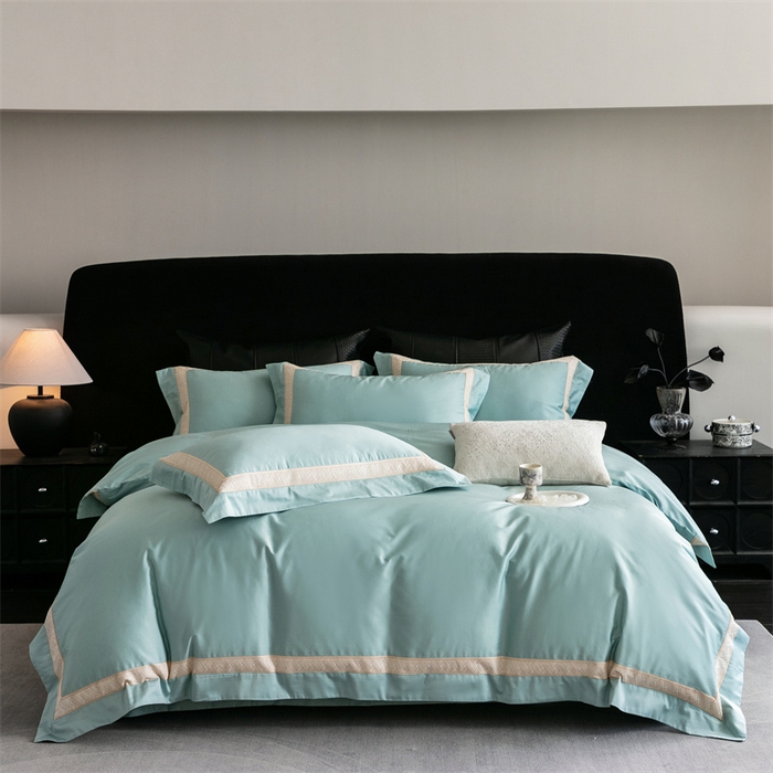 91家纺网 家纺一手货源 找家纺 2025新款全棉长绒棉刺绣四件套-时光 时光-绿