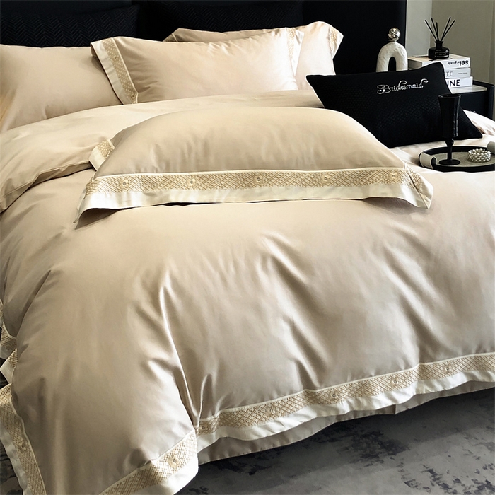 91家纺网 家纺一手货源 找家纺 2025新款全棉长绒棉刺绣四件套-迪克斯 迪克斯-金