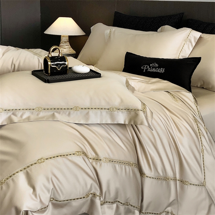 91家纺网 家纺一手货源 找家纺 2025新款全棉长绒棉刺绣四件套-慕研 慕研-香槟