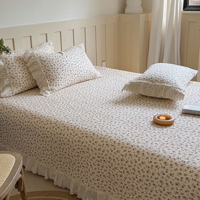 91家纺网 家纺一手货源 找家纺 麦伦家居 2025新款60s单层纱全棉床盖 玫瑰庄园