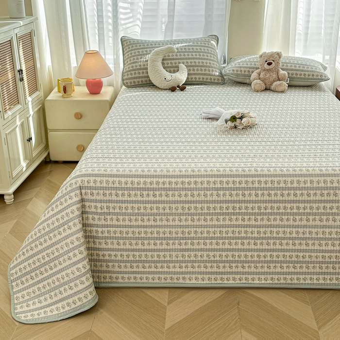 91家纺网 家纺一手货源 找家纺 梵朴 2025新款跑量款纯棉印花床盖三件套 洛可可