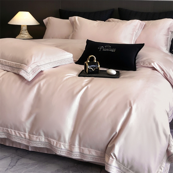 91家纺网 家纺一手货源 找家纺 2025新款全棉长绒棉刺绣四件套-迷宫 迷宫-粉