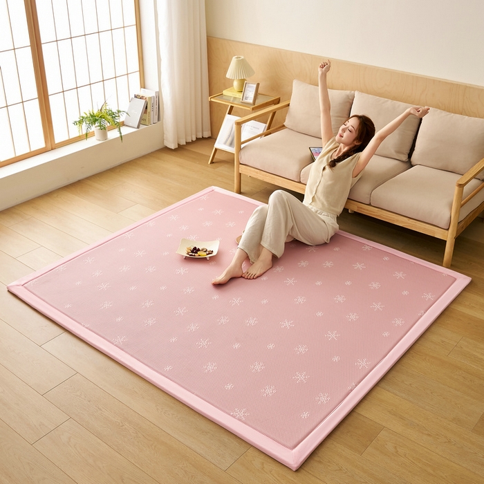 91家纺网 家纺一手货源 找家纺 锦丝钰床垫 2025新款真凉感冰豆豆天鹅系列地垫 冰豆豆-雪花粉