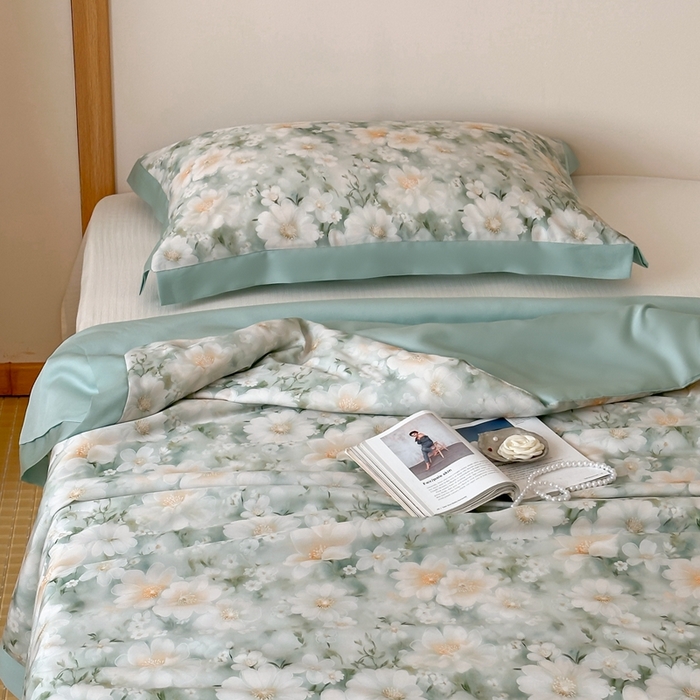 91家纺网 家纺一手货源 找家纺 顾里2025新款天丝莱赛尔夏被 薄荷微光