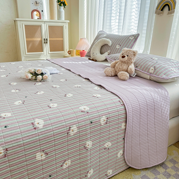 91家纺网 家纺一手货源 找家纺 梵朴 2025新款跑量款纯棉印花床盖三件套 努力小狗