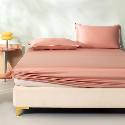 百寐  2025新款素色纯色100s兰精天丝床单床笠 床笠-樱花粉