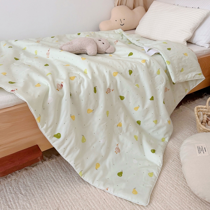 91家纺网 家纺一手货源 找家纺 BOSS 2025新款天丝棉大豆夏凉被夏被空调被儿童盖毯 鸭鸭梨