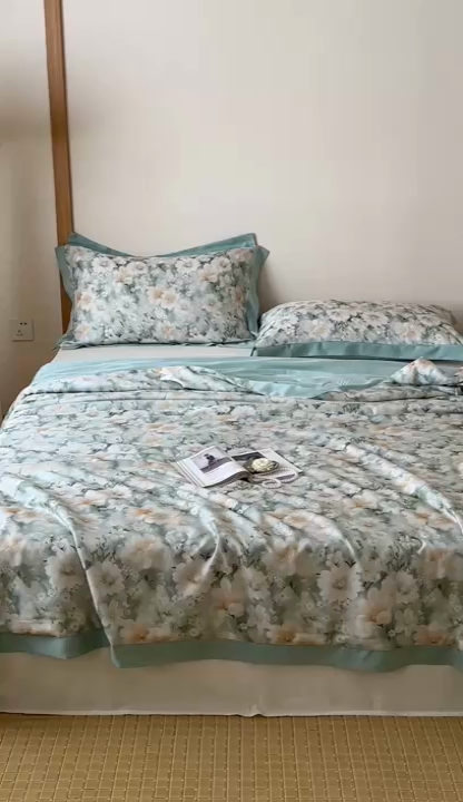 91家纺网 家纺一手货源 找家纺 顾里2025新款天丝莱赛尔夏被 薄荷微光