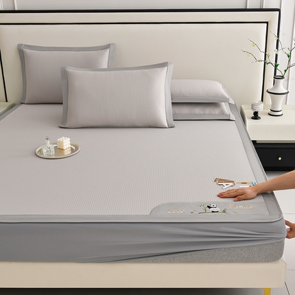 （总）小牛席业 2025新款3D冷感按摩-爱家熊猫豆豆席系列（床笠款） 凉席藤席冰藤席冰丝席草席竹席乳胶席凉豆豆席