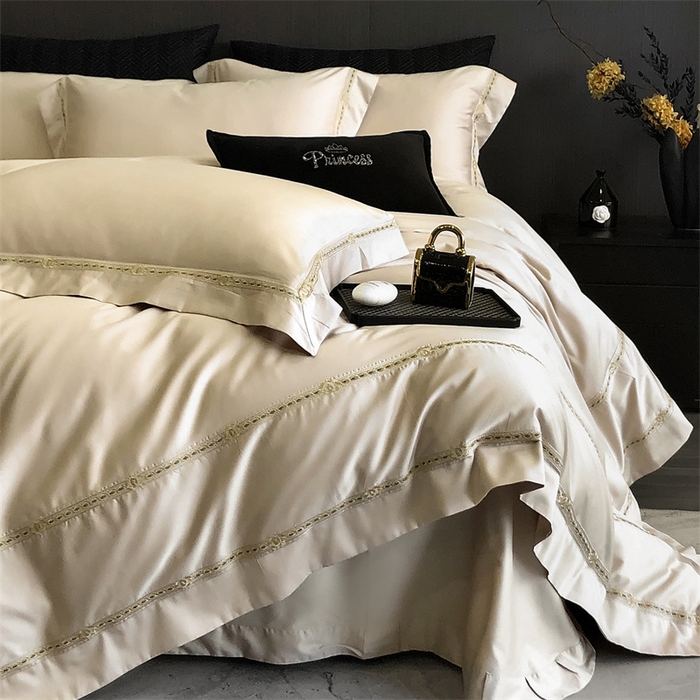 91家纺网 家纺一手货源 找家纺 2025新款全棉长绒棉刺绣四件套-慕研 慕研-香槟