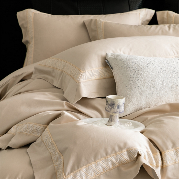 91家纺网 家纺一手货源 找家纺 2025新款全棉长绒棉刺绣四件套-时光 时光-金