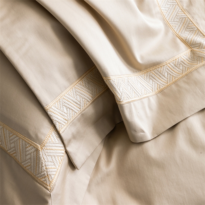 91家纺网 家纺一手货源 找家纺 2025新款全棉长绒棉刺绣四件套-时光 时光-金