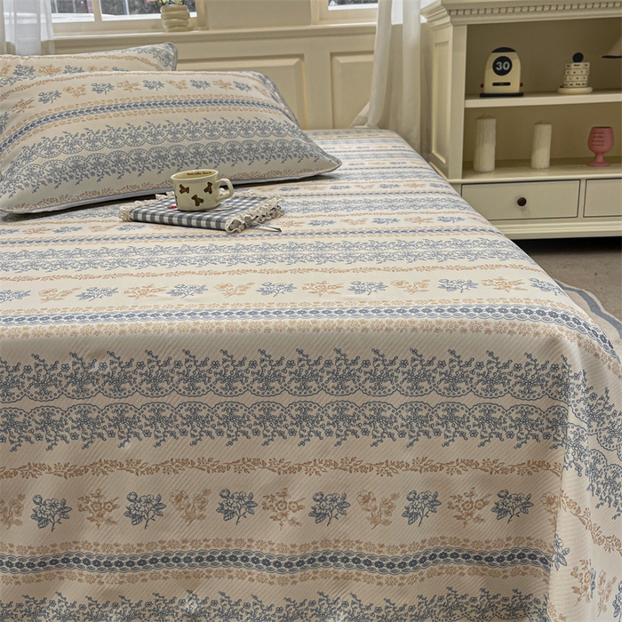 91家纺网 家纺一手货源 找家纺 星座家纺 2025新款斜纹提花凉感丝凉席床单款三件套 古韵