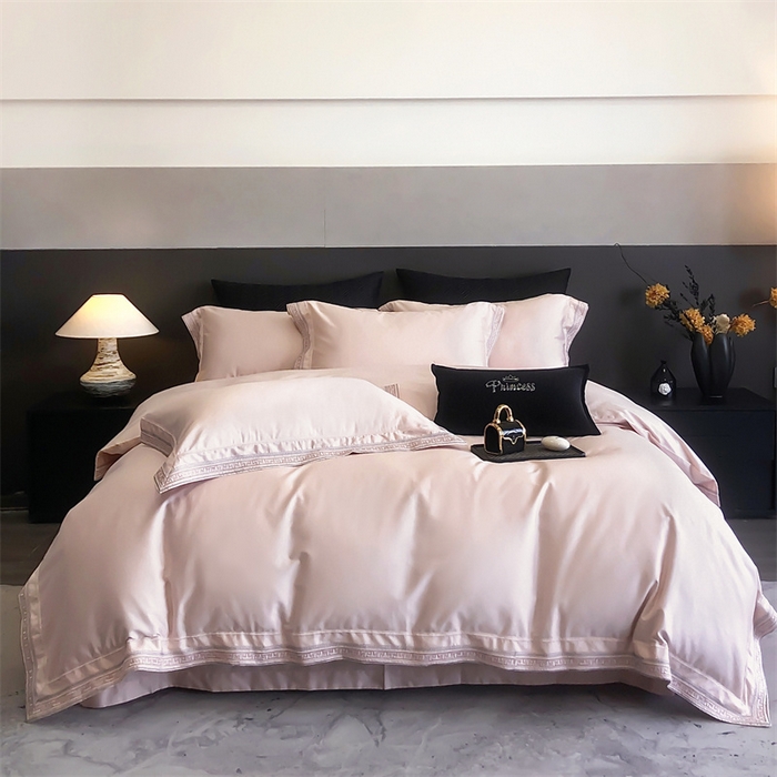 91家纺网 家纺一手货源 找家纺 2025新款全棉长绒棉刺绣四件套-迷宫 迷宫-粉