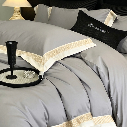 2025新款全棉长绒棉刺绣四件套-迪克斯 迪克斯-灰