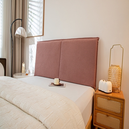 91家纺网 家纺一手货源 找家纺 沐沐家纺 2026新款灯芯绒床头平板大靠背 胭脂粉