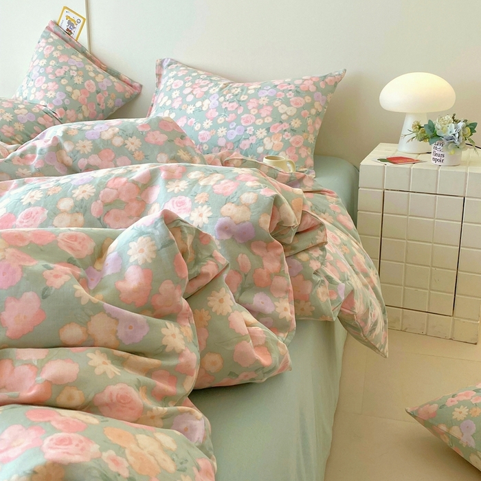 91家纺网 家纺一手货源 找家纺 于果 2025新款全棉双层纱四件套第四批 手捧玫瑰