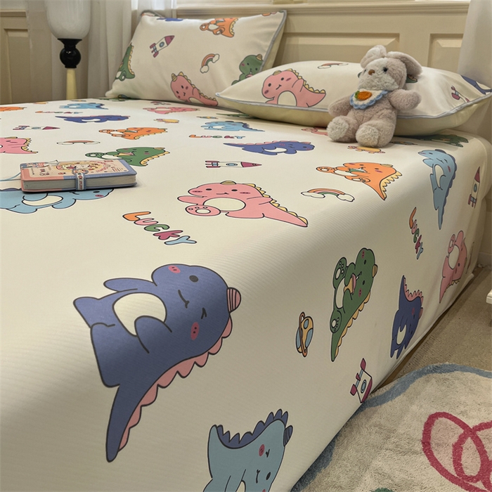 91家纺网 家纺一手货源 找家纺 星座家纺 2025新款斜纹提花凉感丝凉席床单款三件套 七彩龙