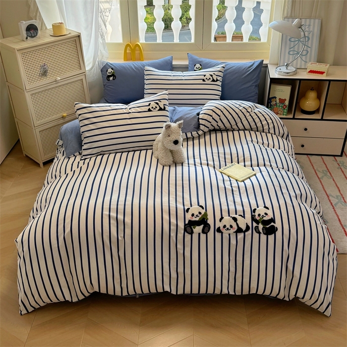 91家纺网 家纺一手货源 找家纺 启程2025全棉13372毛巾绣四件套 熊猫panda