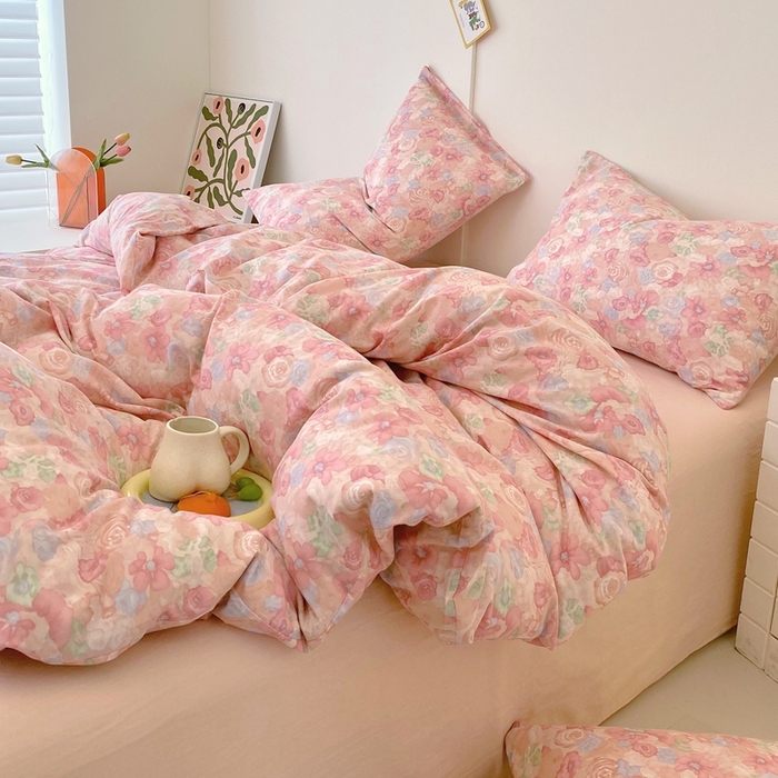 91家纺网 家纺一手货源 找家纺 于果 2025新款全棉双层纱四件套第四批 花汀