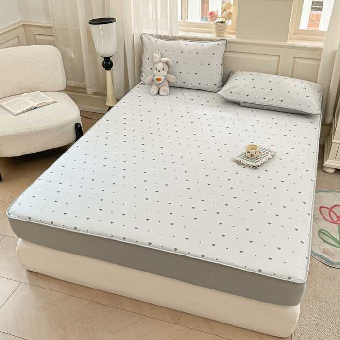 91家纺网 家纺一手货源 找家纺 星座家纺 2025新款斜纹提花凉感丝凉席床笠款三件套 床笠-小幸运