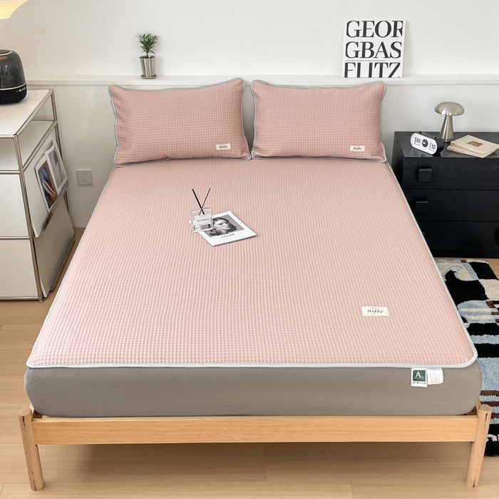 91家纺网 家纺一手货源 找家纺 吉象2025新款A类床笠款软凉席 饼干格藕粉