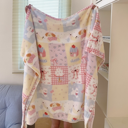 91家纺网 家纺一手货源 找家纺 桃喜 2025新款春夏双面四季牛奶绒毛毯空调毯（会员-2） 房子小狗