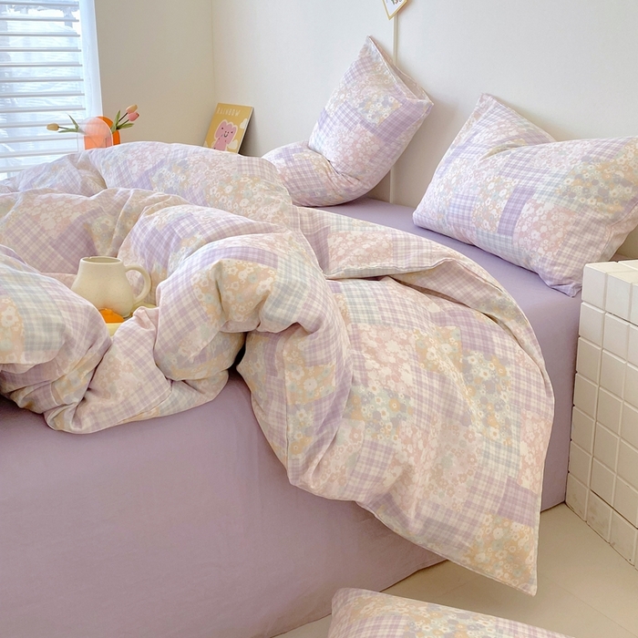 91家纺网 家纺一手货源 找家纺 于果 2025新款全棉双层纱四件套第四批 山花浪漫